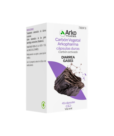 ARKOCAPSULAS CARBON VEGETAL 225MG 45 CAP – foto del producto vegetal arkocapsulas carbon