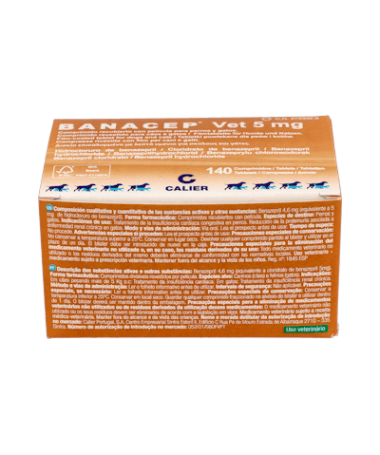 BANACEP VET 5 MG 140 COMPRIMIDOS CALIER – foto del producto cada banacep vet