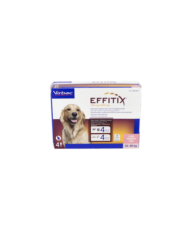 EFFITIX PERROS 20-40kg 4 PIP VIRBAC – foto del producto cada effitix perros