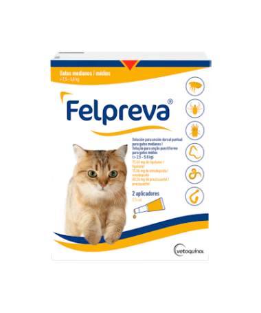 FELPREVA M GATO 2 PIP VETOQUINOL – foto del producto cada felpreva gato