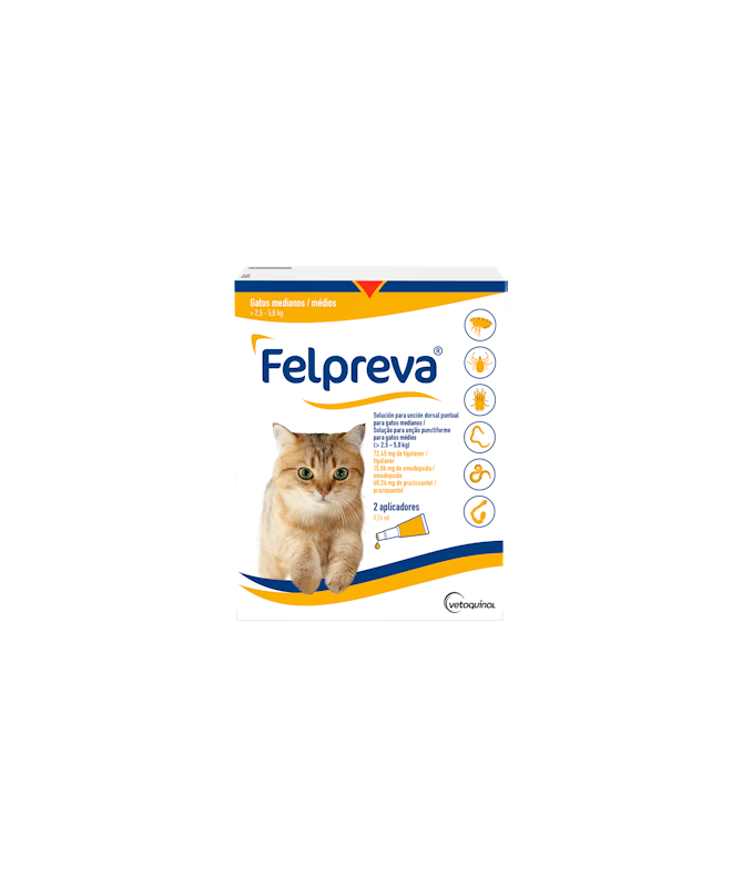 FELPREVA M GATO 2 PIP VETOQUINOL – foto del producto cada felpreva gato