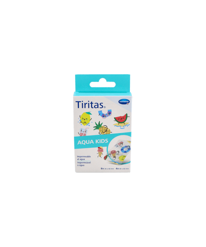 TIRITAS AQUA KIDS SURTIDO 2 TAMAÑOS 12UD – foto del producto cada tiritas aqua