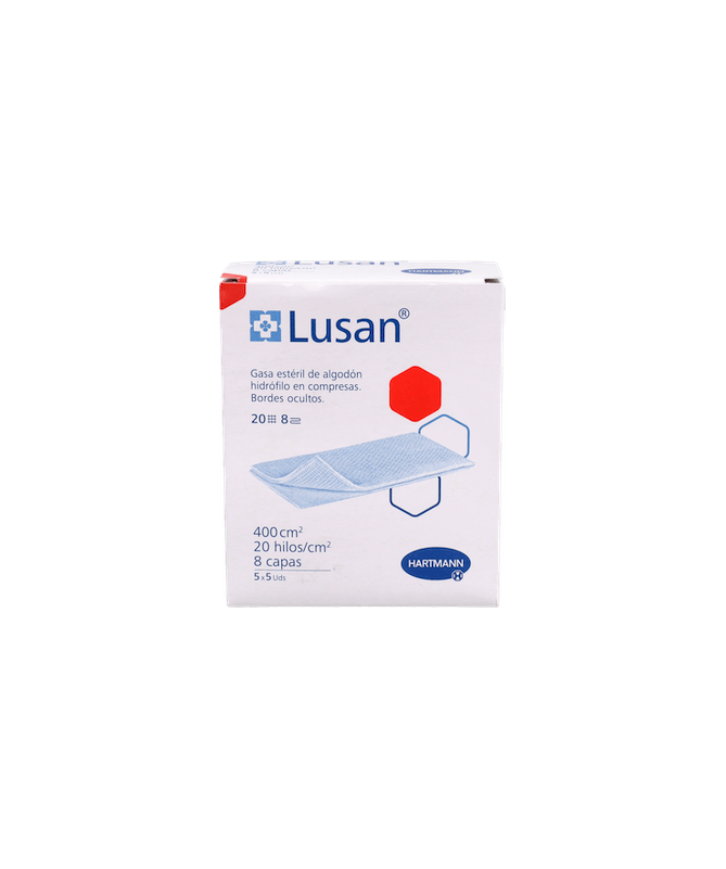 COMPRESAS GASA ESTERIL LUSAN 25 UND – foto del producto cada compresas gasa