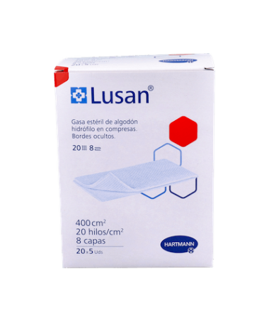 COMPRESAS GASA ESTERIL LUSAN 100 UND – foto del producto cada compresas gasa