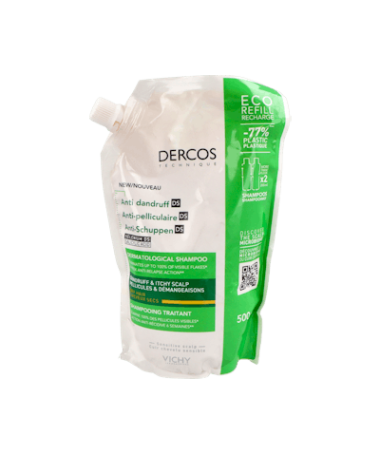 DERCOS CHAMPU ANTICASPA SECA ECOREFILL – foto del producto cada dercos champu