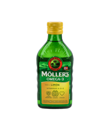 MOLLER´S ACEITE DE BACALAO 250 ML LIMON – foto del producto cada moller aceite