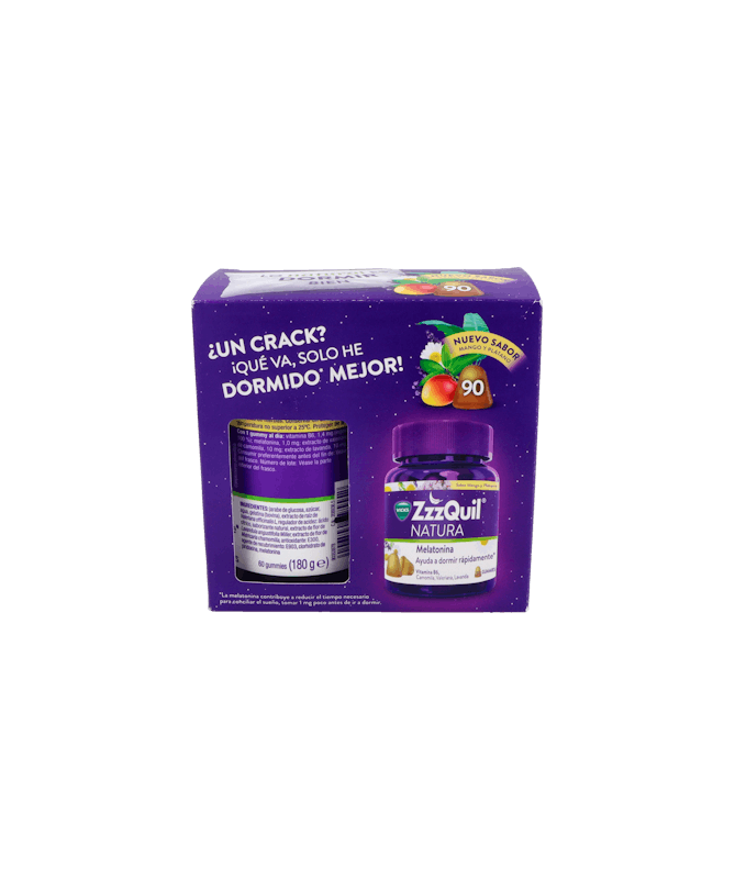 ZZZQUIL NATU MELAT MANGO PLATA 90U PACK – foto del producto cada zzzquil natu