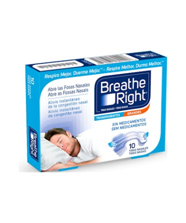 TIRAS NASALES BREATHE RIGHT GD TRANSP 10 – foto del producto cada tiras nasales
