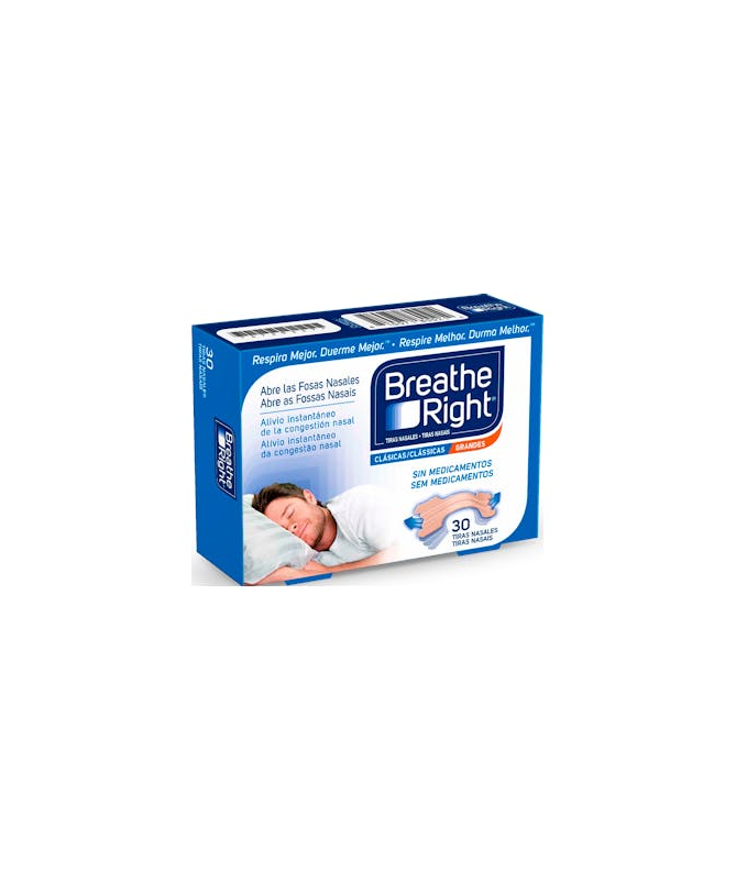 TIRAS NASALES BREATHE RIGHT GRANDES 30 U – foto del producto cada tiras nasales