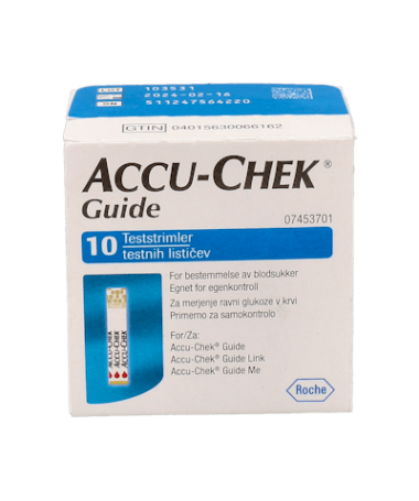 ACCU CHEK GUIDE 10 TIRAS REACT GLUCEMIA – foto del producto cada accu chek