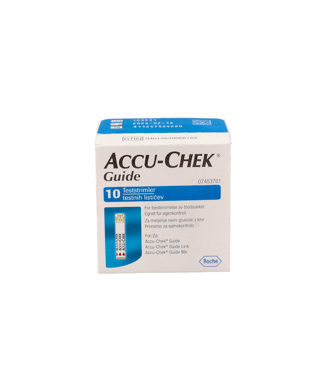 ACCU CHEK GUIDE 10 TIRAS REACT GLUCEMIA – foto del producto cada accu chek