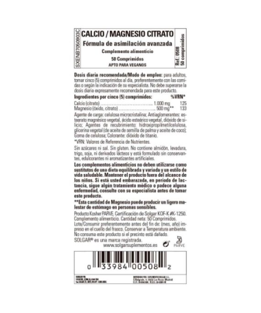 CALCIO MAGNESIO CITRATO 50COMP – foto del producto magnesio citrato vegetal