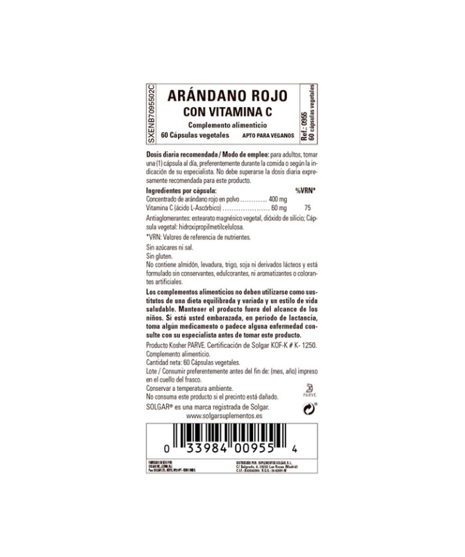 ARANDANO ROJO CON VITAMINA C 60VEGICAPS – foto del producto rojo vitamina cápsula ARANDANO ROJO CON VITAMINA C 60VEGICAPS – foto del producto rojo vitamina cápsula