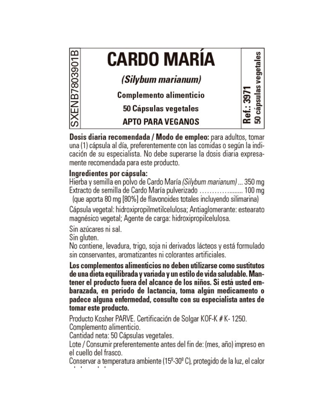 CARDO MARIANO SYLIBUM MARIANUM 50CAP VEG – foto del producto cardo marianum cápsula CARDO MARIANO SYLIBUM MARIANUM 50CAP VEG – foto del producto cardo marianum cápsula
