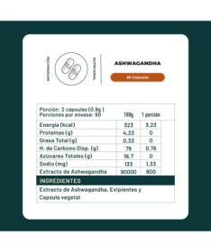 ASHWAGANDHA ORGANIC 60 CAP – foto del producto tienes contacta nuestro