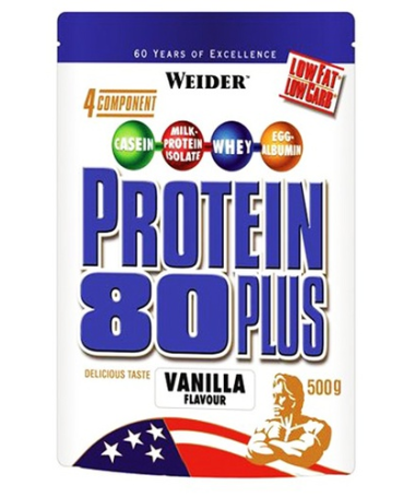 WEIDER PROTEIN 80 PLUS VAINILLA 500GR – foto del producto cálcico proteína leche