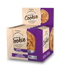 WEIDER PROTEIN COOKIE CARAMEL CHOCO FUDGE 90GRX12UDS – foto del producto cacao proteínas trigo