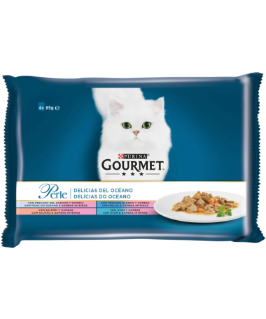 GOURMET PERLE DELICIAS PESCADO OCEANO 12X4X85GR – foto del producto gambas subproductos pescado
