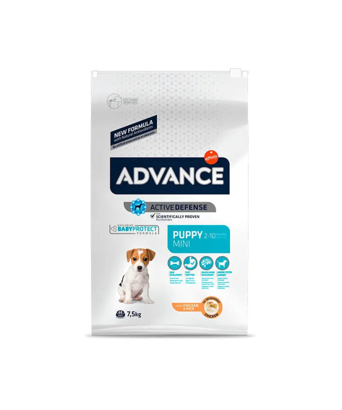 ADVANCE CANINE PUPPY MINI POLLO ARROZ 7 5KG – foto del producto vitamina sulfato proteínas