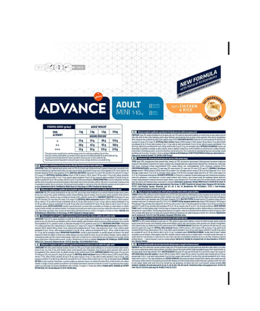 ADVANCE CANINE ADULT MINI POLLO ARROZ 3KG – foto del producto sulfato proteínas maíz