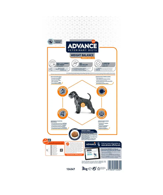 ADVANCE VET CANINE ADULT WEIGHT BAL 3KG – foto del producto proteína sulfato fibra