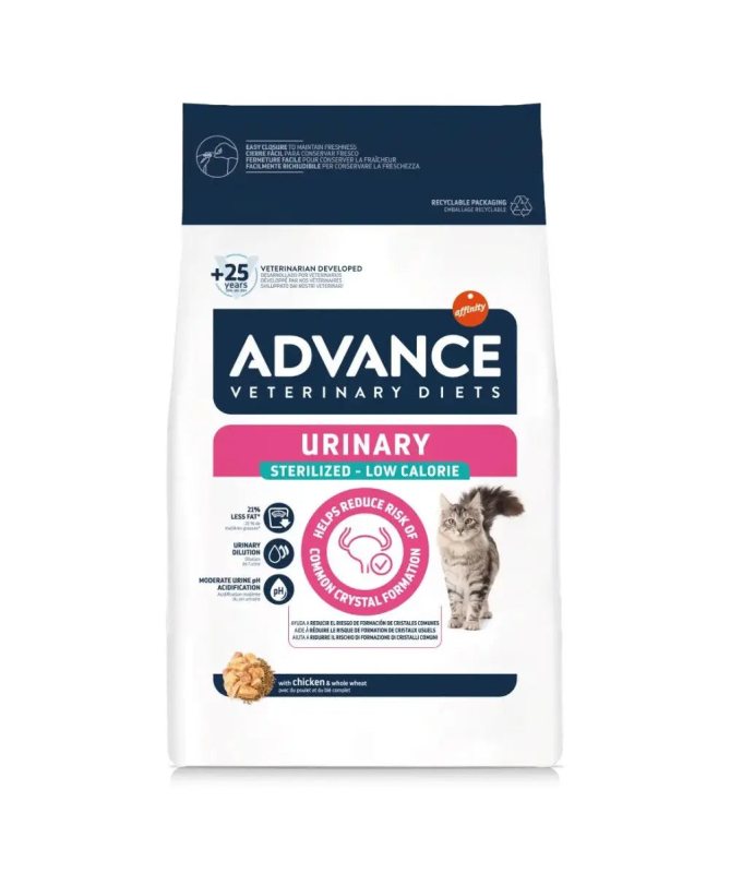 ADVANCE VET FELINE STERIL URINARY LOW 2 5KG – foto del producto bruta proteína maíz ADVANCE VET FELINE STERIL URINARY LOW 2 5KG – foto del producto bruta proteína maíz