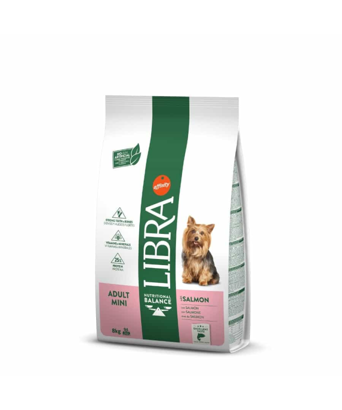 LIBRA CANINE ADULT MINI SALMON 8KG – foto del producto sulfato bruta subproductos