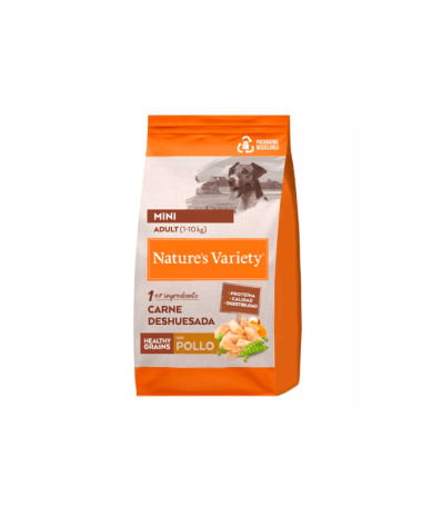 NATURES VARIETY CANINE ADULT MINI SALMON 600GR – foto del producto deshidratada proteína sulfato