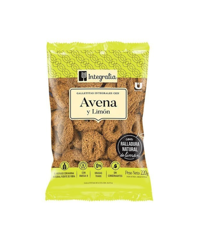 GALLETAS DE AVENA INTEGRALES SABOR LIMON 500GR – foto del producto gluten avena grasas