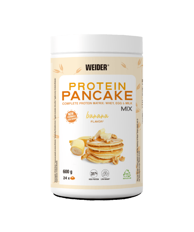 WEIDER PROTEIN PANCAKE PLATANO 600GR – foto del producto proteína leche sodio WEIDER PROTEIN PANCAKE PLATANO 600GR – foto del producto proteína leche sodio