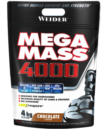 WEIDER MEGA MASS 4000 CHOCOLATE 4KG – foto del producto leche proteína polvo