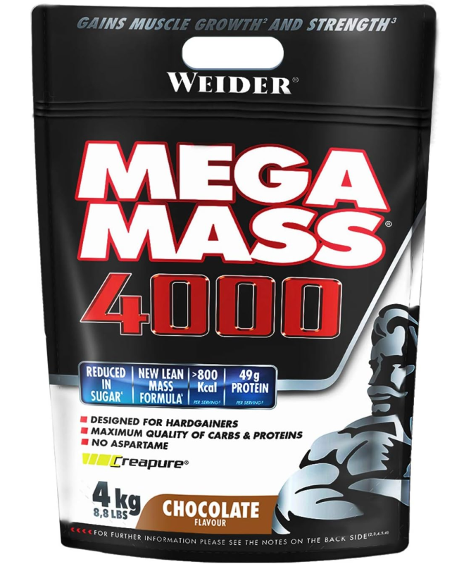 WEIDER MEGA MASS 4000 CHOCOLATE 4KG – foto del producto leche proteína polvo WEIDER MEGA MASS 4000 CHOCOLATE 4KG – foto del producto leche proteína polvo