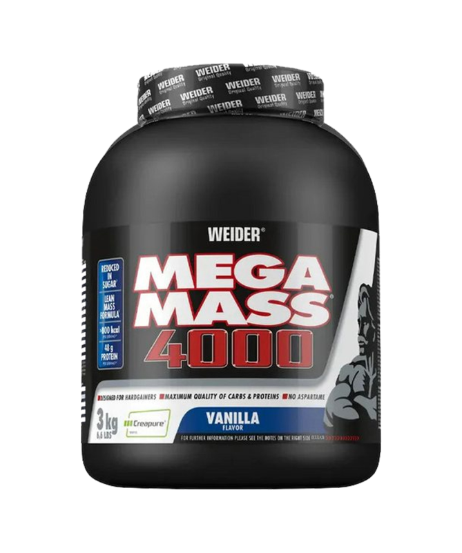 WEIDER MEGA MASS 4000 VAINILLA 4KG – foto del producto leche proteína ácido WEIDER MEGA MASS 4000 VAINILLA 4KG – foto del producto leche proteína ácido