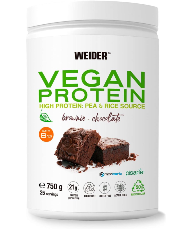 WEIDER VEGAN PROTEIN CHOCOLATE 750GR – foto del producto gluten aislado proteína