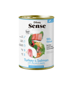 DIBAQ SENSE SALMON Y PAVO PERRO PUPPY LATA 380G SG – foto del producto pavo salmón sulfato