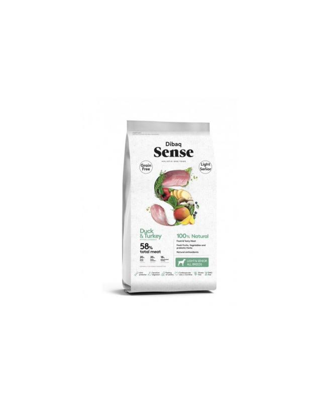 DIBAQ SENSE PATO Y PAVO PERRO SENIOR LIGHT 2KG SG – foto del producto sulfato pollo naturales