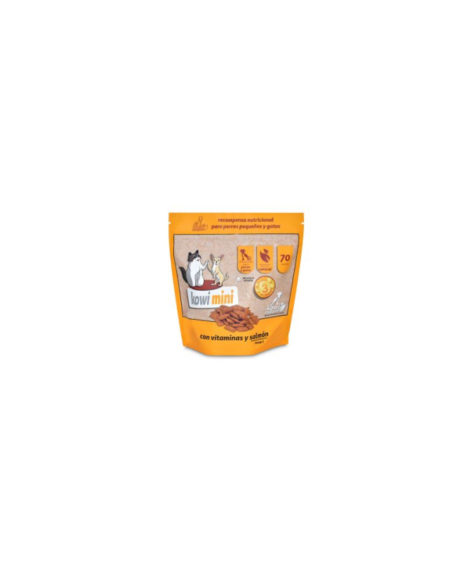 KOWI MINI CON VIT SALMON PERROS Y GATOS SNACK 70GR – foto del producto subproductos kowi mini
