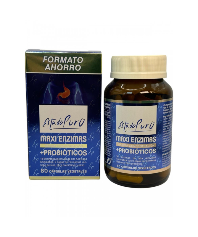 MAXI ENZIMAS CON PROBIOTICOS 40CAP ESTADO PURO – foto del producto enzimas cápsula digestivas