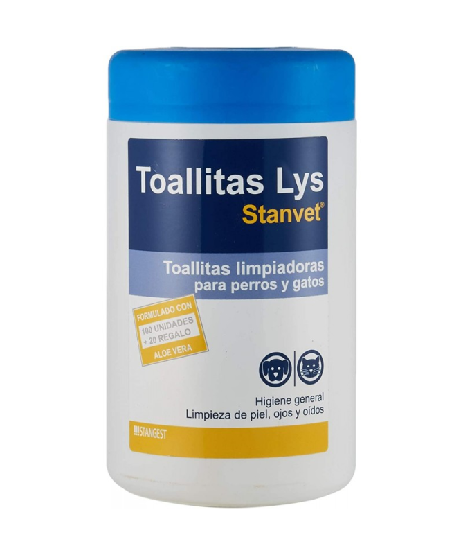 TOALLITAS LYS PIEL OJOS OIDOS PERROS Y GATOS 40UDS – foto del producto toallitas lys piel