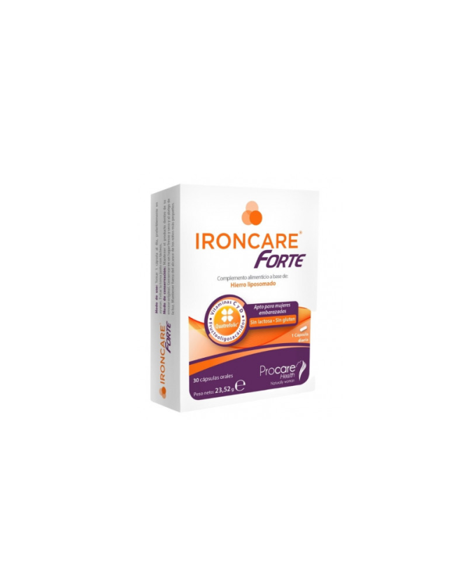 IRONCARE FORTE 30 CAPS – foto del producto vitamina ácido hierro