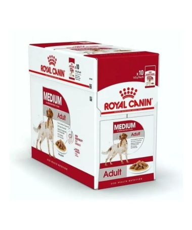 ROYAL CANINE ADULT MEDIUM POUCH CAJA 10X140GR – foto del producto derivados grasas proteínas