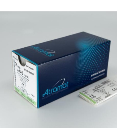 NYLON 6/0 AG.TRIANGULAR 3/8 13MM H45CM NEGRO 12UD